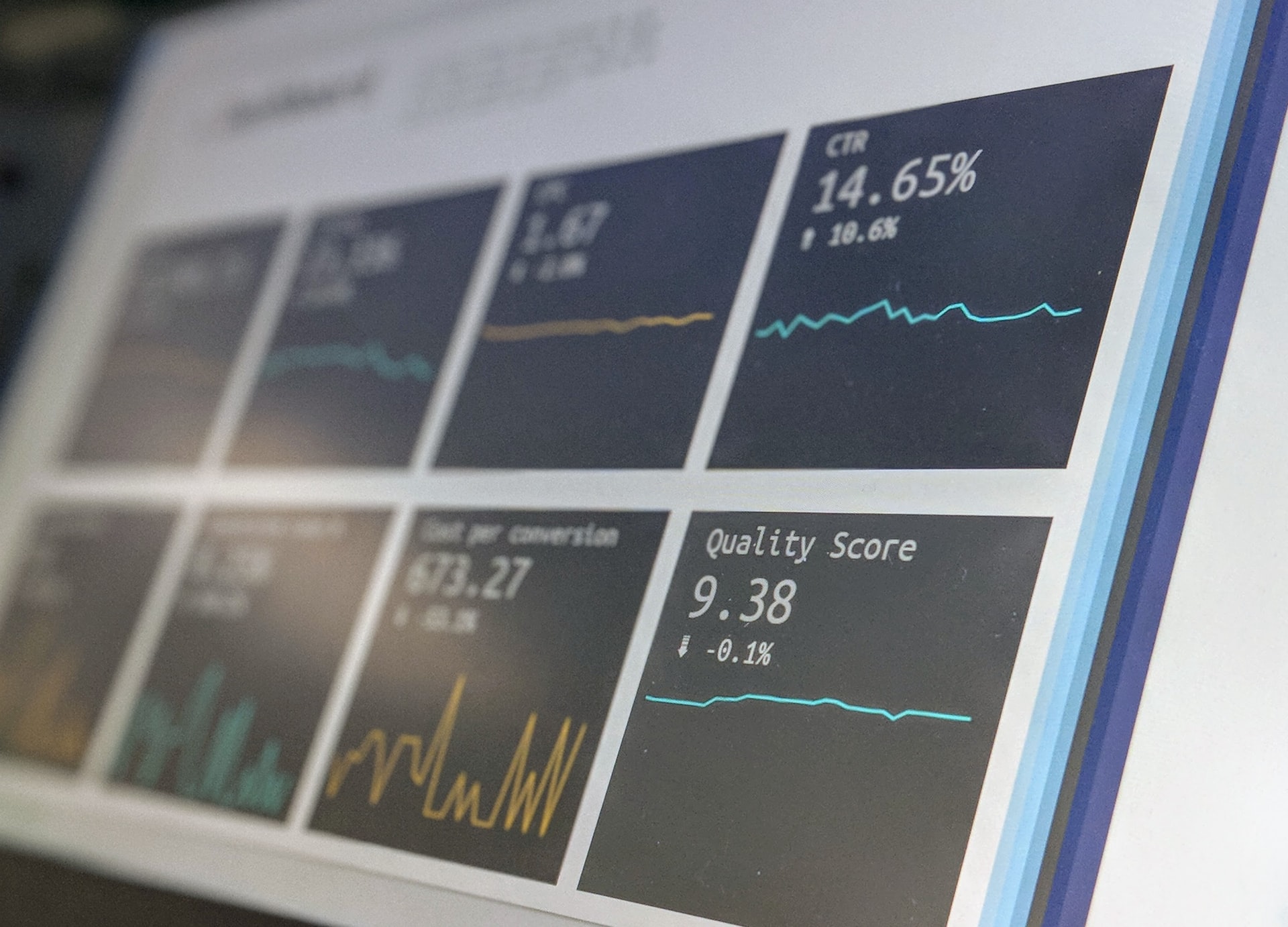 metric dashboard at angle